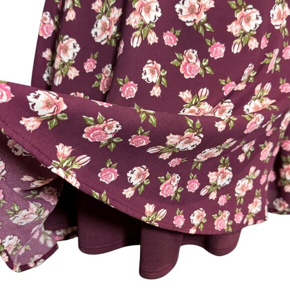 Altar'd State Milkmaid Floral Mini Dress Sz.M Burgundy Smocked Boho Coquette - Picture 6 of 13
